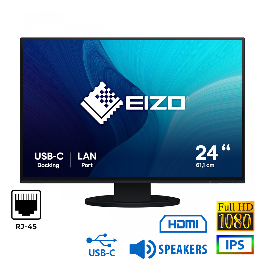 101913_1 Used Monitor FlexScan EV2495 IPS LED/Eizo/24``FHD/1920x1200/Wide/Black/w/Sreakers/D-SUB & DVI-D & DP - Image 1