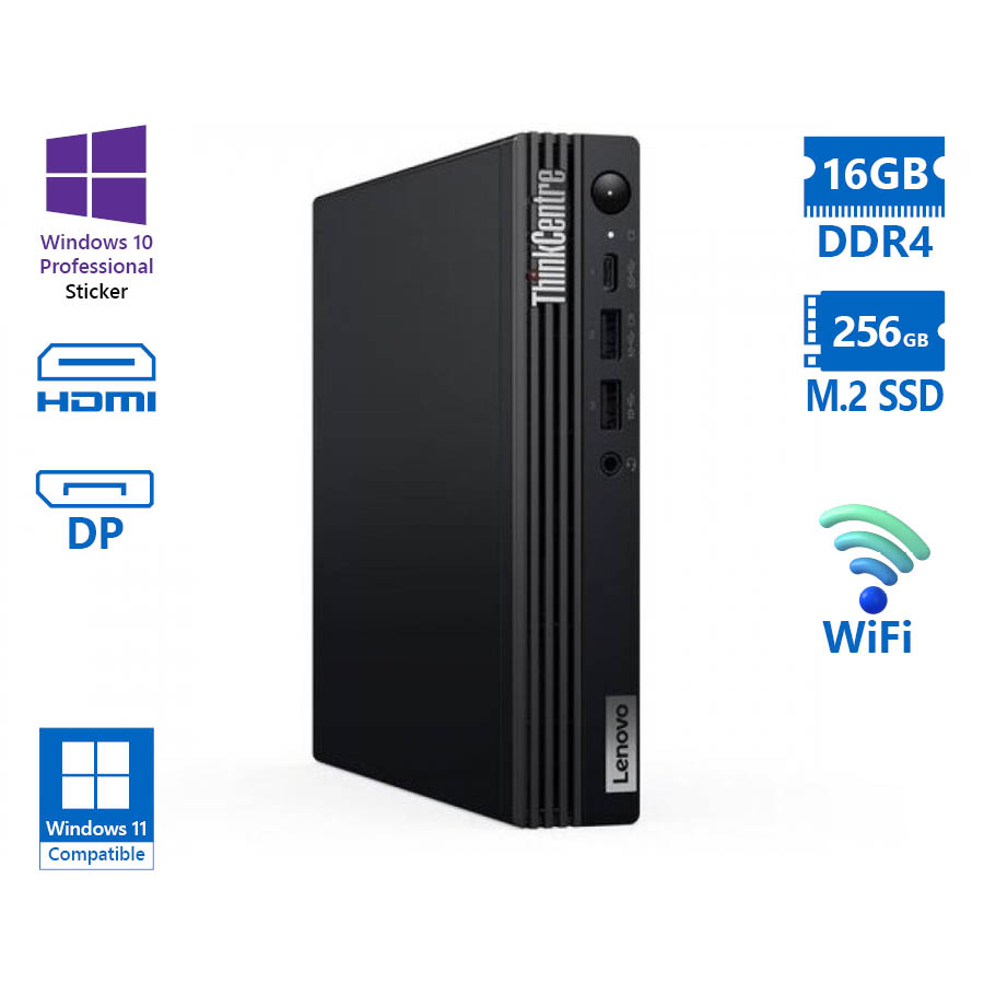 101937_1 Lenovo ThinkCentre M70q WiFi Tiny i5-10400T/16GB DDR4/256GB M.2 SSD/No ODD/10P Grade A Refurbished P - Image 1