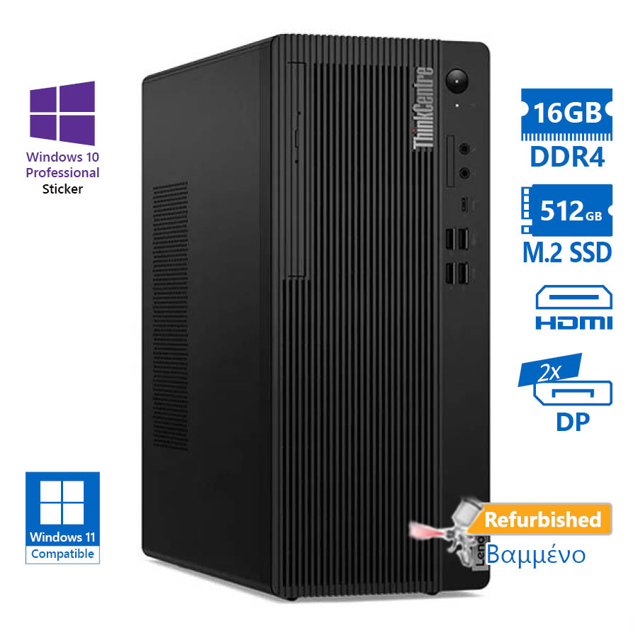 101942_1 Lenovo M80t Tower i5-10700/16GB DDR4/512GB M.2 SSD/No ODD/10P Grade A+ Refurbished PC - Image 1