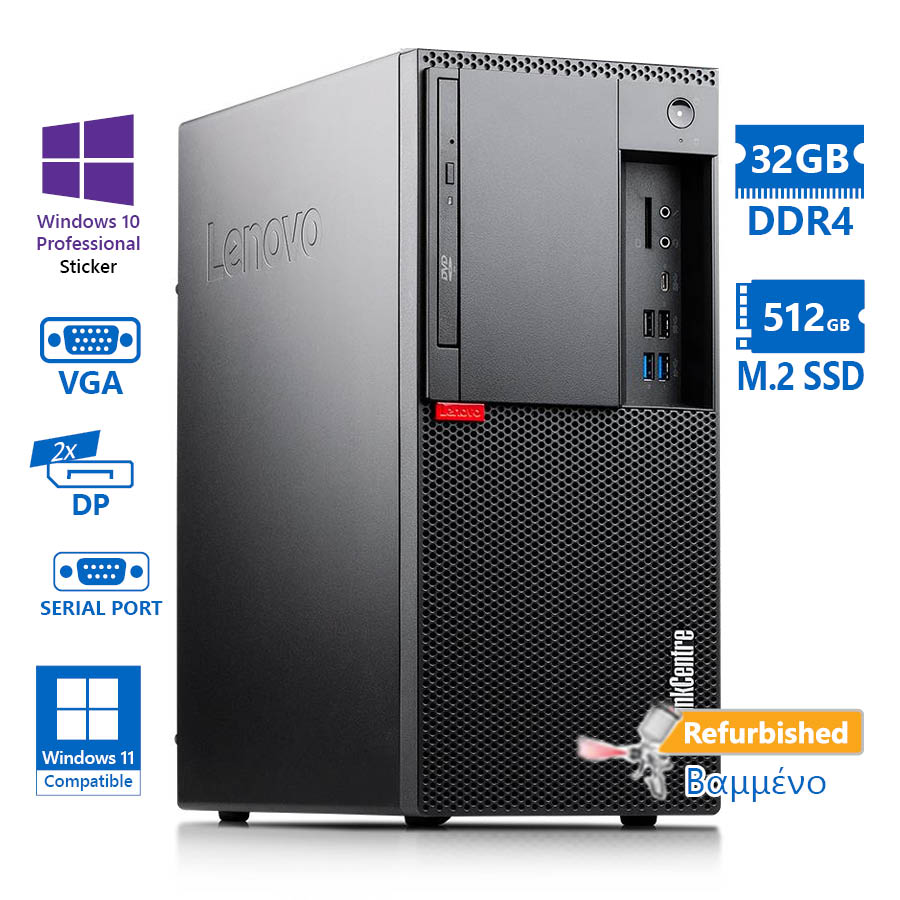 101943_1 Lenovo M920t Tower i7-8700/32GB DDR4/512GB M.2 SSD/No ODD/10P Grade A+ Refurbished PC - Image 1