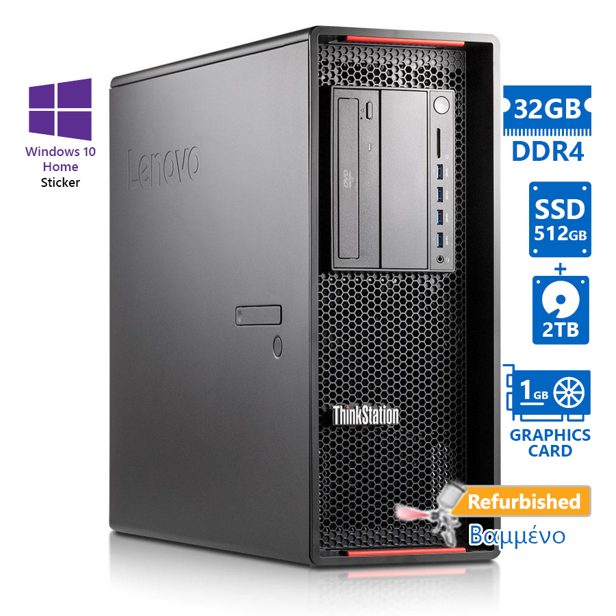 102043_1 Lenovo ThinkStation P510 Tower Xeon E5-1620v4(4-Cores)/32GB DDR4/256GB SSD & 2TB/Nvidia 1GB/DVD/10H - Image 1