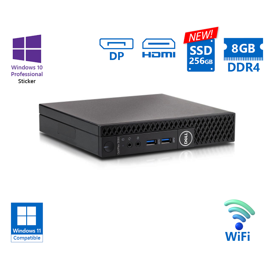 94753_1 Dell Optiplex 3060 DM WiFi i5-8400T/8GB DDR4/256GB SSD New/No ODD/10P Grade A Refurbished PC - Image 1