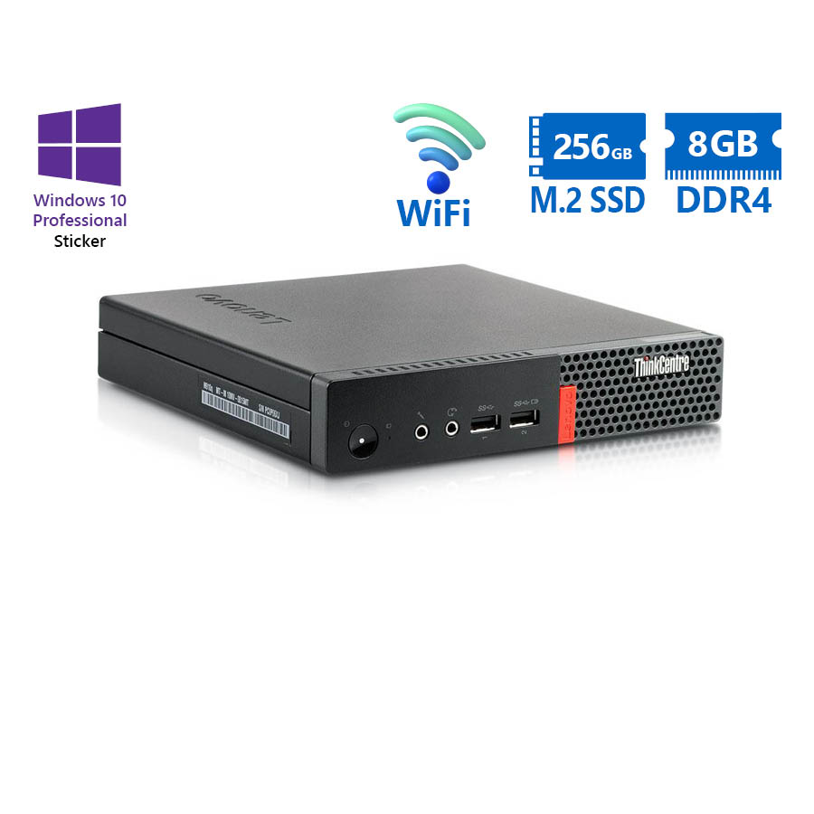 95802_1 Lenovo ThinkCentre M910q Tiny WiFi i5-7500T/8GB DDR4/256GB M.2 SSD/No ODD/10P Grade A Refurbished PC - Image 1