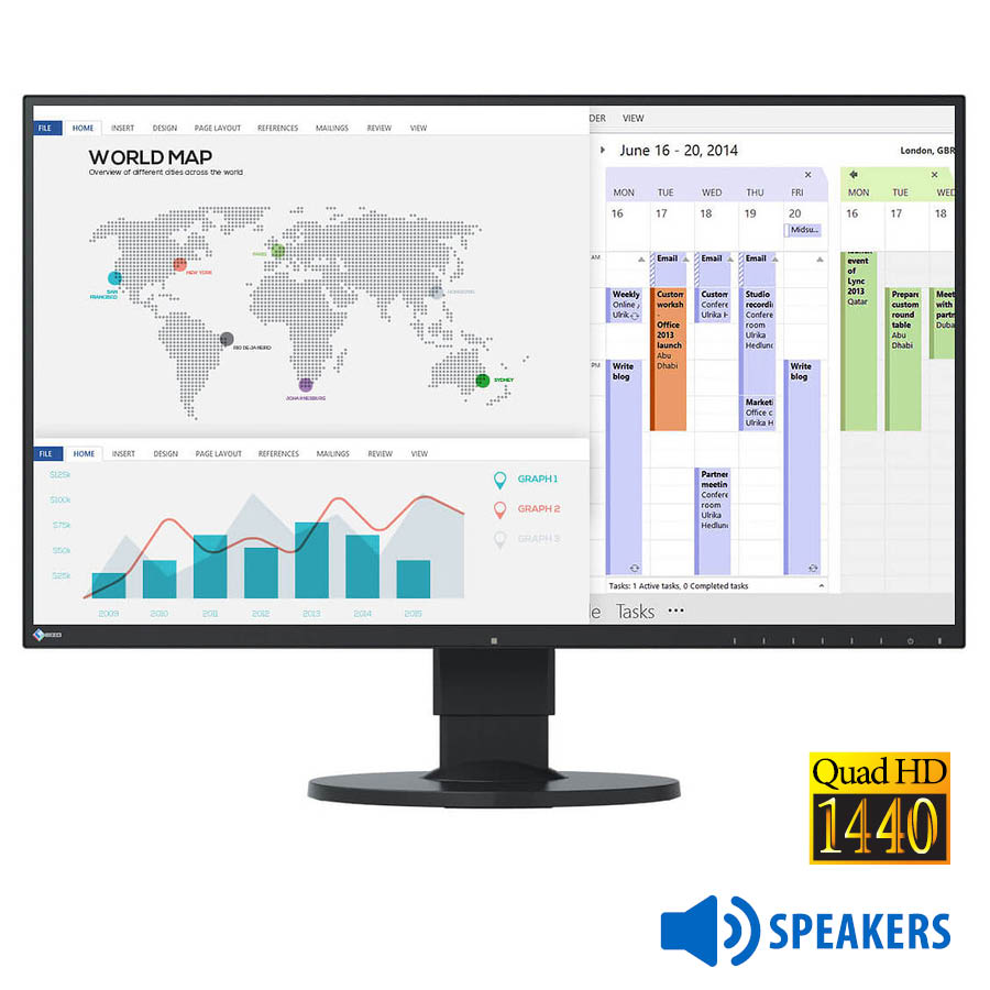 98801_1 Used Monitor FlexScan EV2750 Q-LED/Eizo/27``QHD/2560x1440/Wide/Black/w/Speakers/DVI-D & DP & USB USB - Image 1