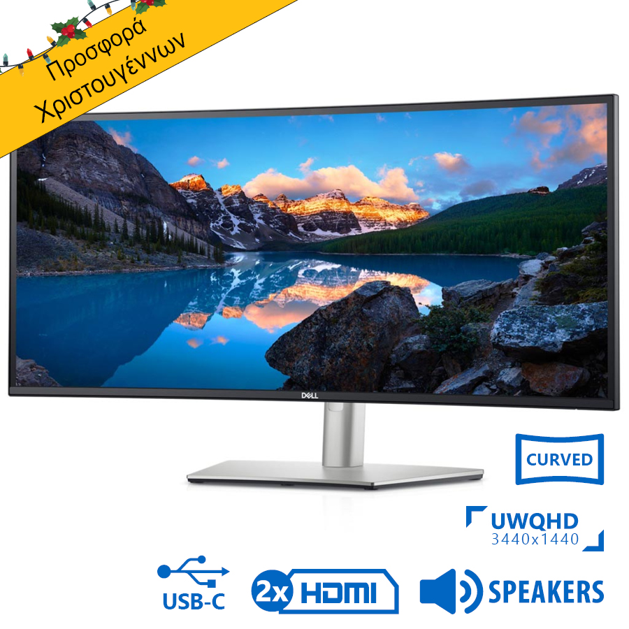 98808_1 Used Monitor UltraSharp U3421WE Curved/Dell/34”UW-QHD 60Hz/3440x1440/Silver/Black/w/Speakers/DP & 2x - Image 1