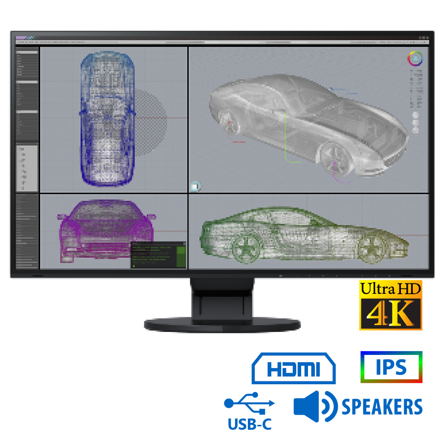 98848_1 Used (A-) Monitor FlexScan EV2785 IPS/Eizo/27``UHD 4k/3840x2160/Wide/Black/w/Speakers/Grade A-/DP & - Image 1