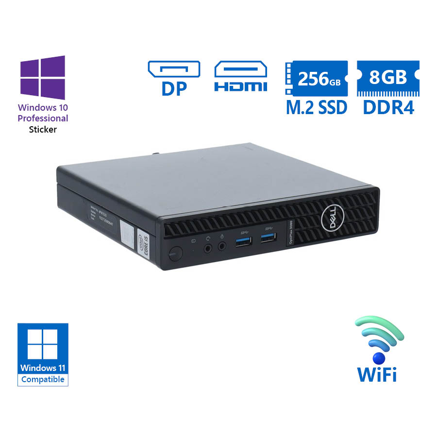 102128_1 Dell Optiplex 3080 DM WiFi i3-10305T/8GB DDR4/256GB M.2 SSD/No ODD/10P Grade A Refurbished PC - Image 1