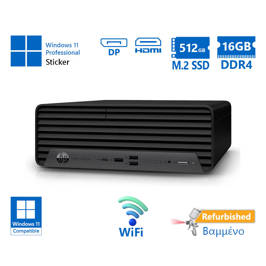 102226_1 HP Pro 400G9 SFF WiFi i5-12500/16GB DDR4/512GB M.2 SSD/No ODD/11P Grade A+ Refurbished PC - Image 1