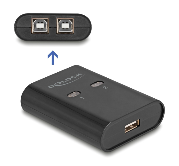 11503-DE DELOCK USB Type B switch 11503, 2 σε 1, μαύρο - Image 1