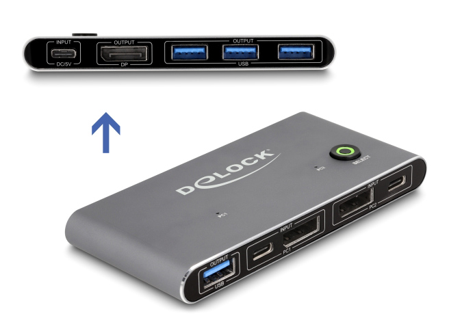 18646 DELOCK DisplayPort KVM switch 18646 με 4x θύρες USB 5Gbps, 8K/30Hz, γκρι - Image 1