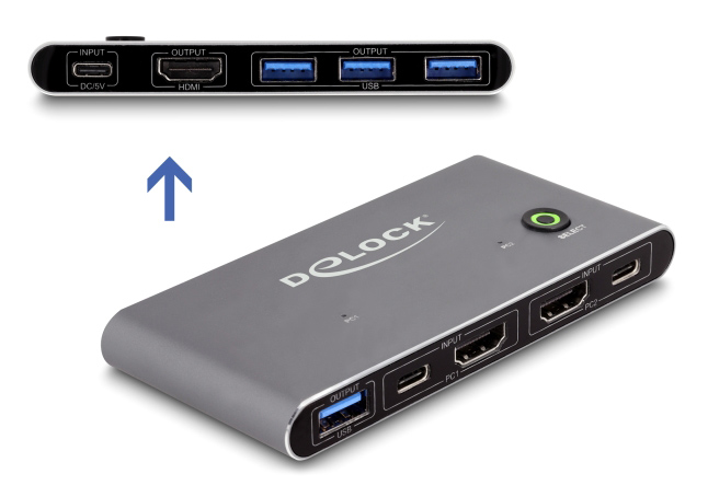 18647 DELOCK HDMI KVM switch 18647 με 4x θύρες USB 5Gbps, 8K/30Hz, γκρι - Image 1