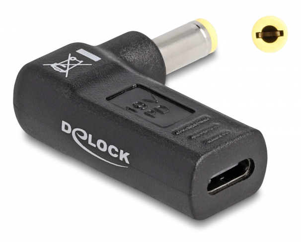 60011 DELOCK αντάπτορας τροφοδοσίας 60011, USB-C σε 5.5x2.5mm, 90°, μαύρος - Image 1