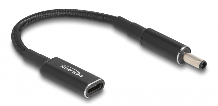 60036 DELOCK καλώδιο τροφοδοσίας 60036, USB-C σε Dell 4.5x3.0mm, 15cm, μαύρο - Image 1