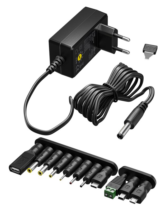 64569 GOOBAY επιτοίχιος φορτιστής 64569, 3V-12V, 18W/1.5A, 12 tips - Image 1