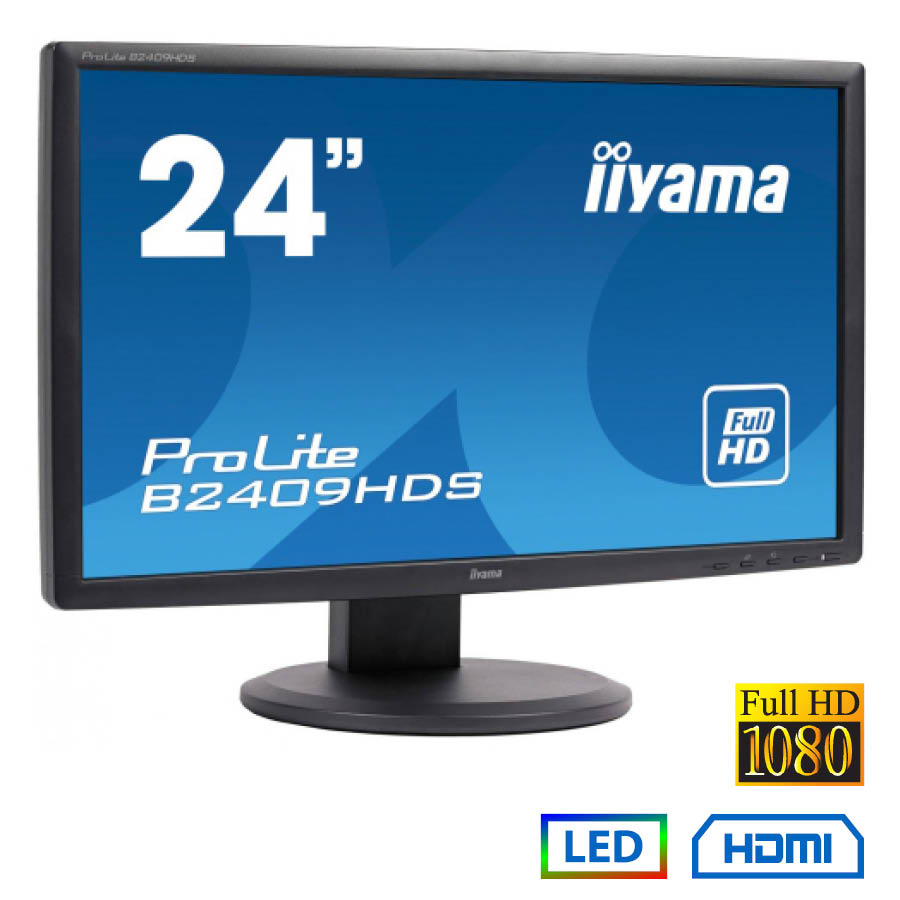 67237_1 Used Monitor B2409HDS LED/IIyama/24``FHD/1920x1080/Wide/Black/D-SUB & DVI-D & HDMI - Image 1