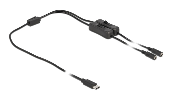 86800 DELOCK καλώδιο USB Type-C σε 2x DC 5.5 x 2.1mm 86800, 1m, μαύρο - Image 1