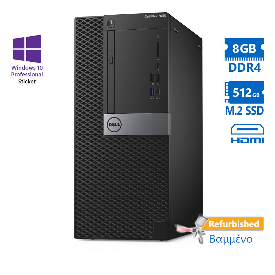 94236_1 Dell 7050 Tower i5-7500/8GB DDR4/512GB M.2 SSD/No ODD/10P Grade A+ Refurbished PC - Image 1