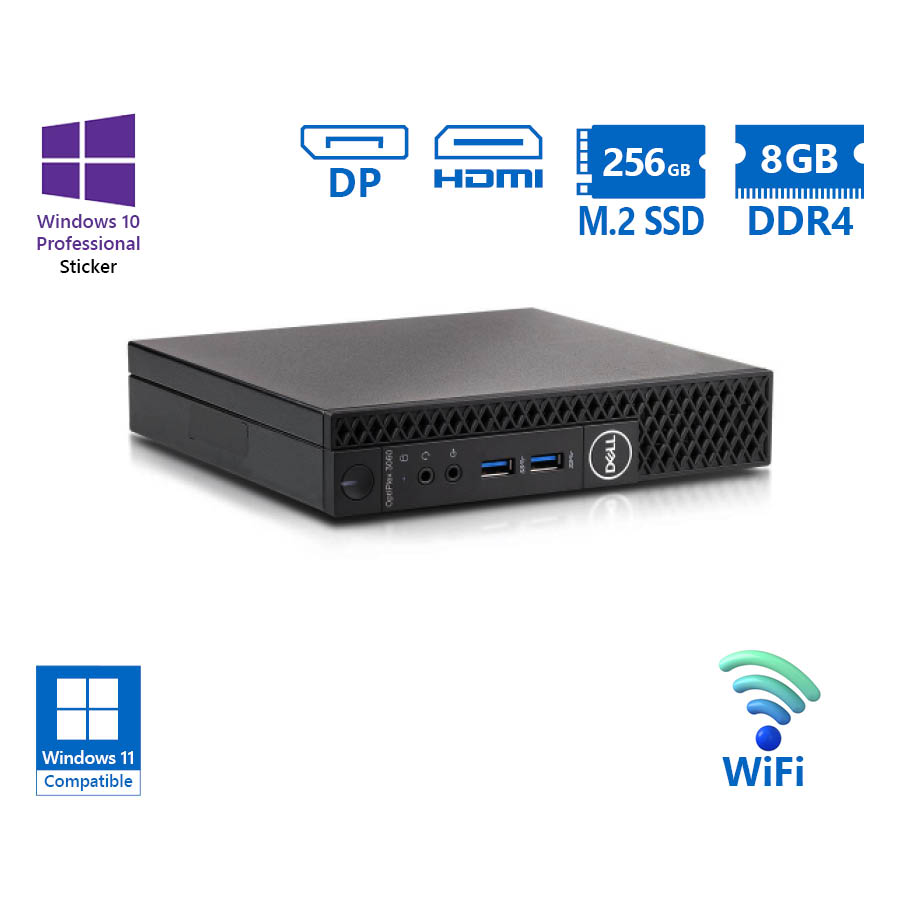 99611_1 Dell Optiplex 3060 DM WiFi i5-8500T/8GB DDR4/256GB M.2 SSD/No ODD/10P Grade A Refurbished PC - Image 1
