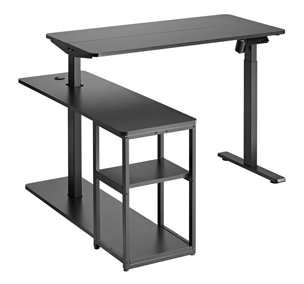 S08-22DL-2 BRATECK ηλεκτρικό γραφείο S08-22DL-2, ρυθμιζόμενο ύψος, 136x120cm, μαύρο - Image 1