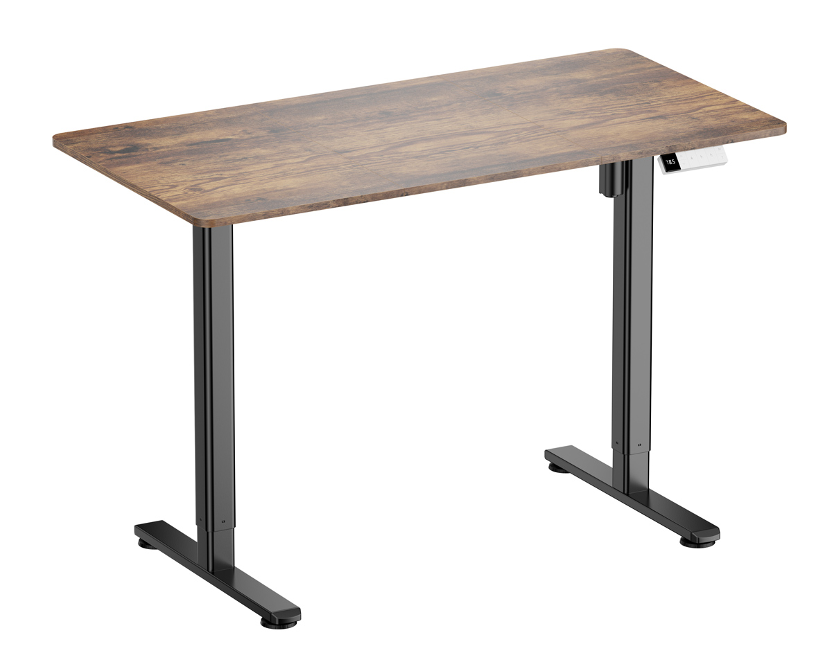 S16-22R-B BRATECK ηλεκτρικό γραφείο S16-22R-B με ρυθμιζόμενο ύψος, 120x60x72~120cm, μαύρο/καφέ ξύλινο - Image 1