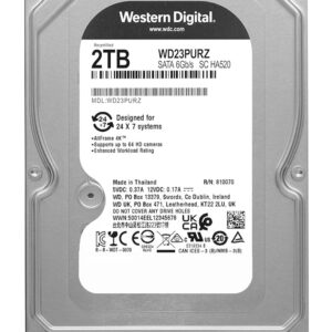 WD σκληρός δίσκος Purple Surveillance 3.5", 2TB, 64MB, 5400RPM, 6Gb/s, Factory Recertified