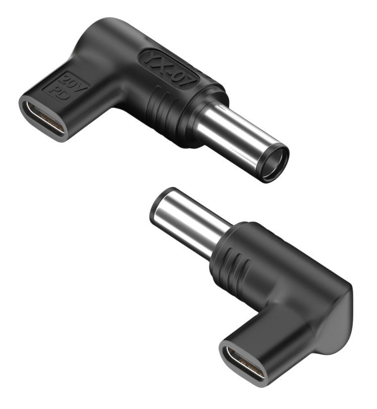 YX-07 POWERTECH αντάπτορας τροφοδοσίας YX-07, USB-C σε HP 7.4x5mm, μαύρος - Image 1