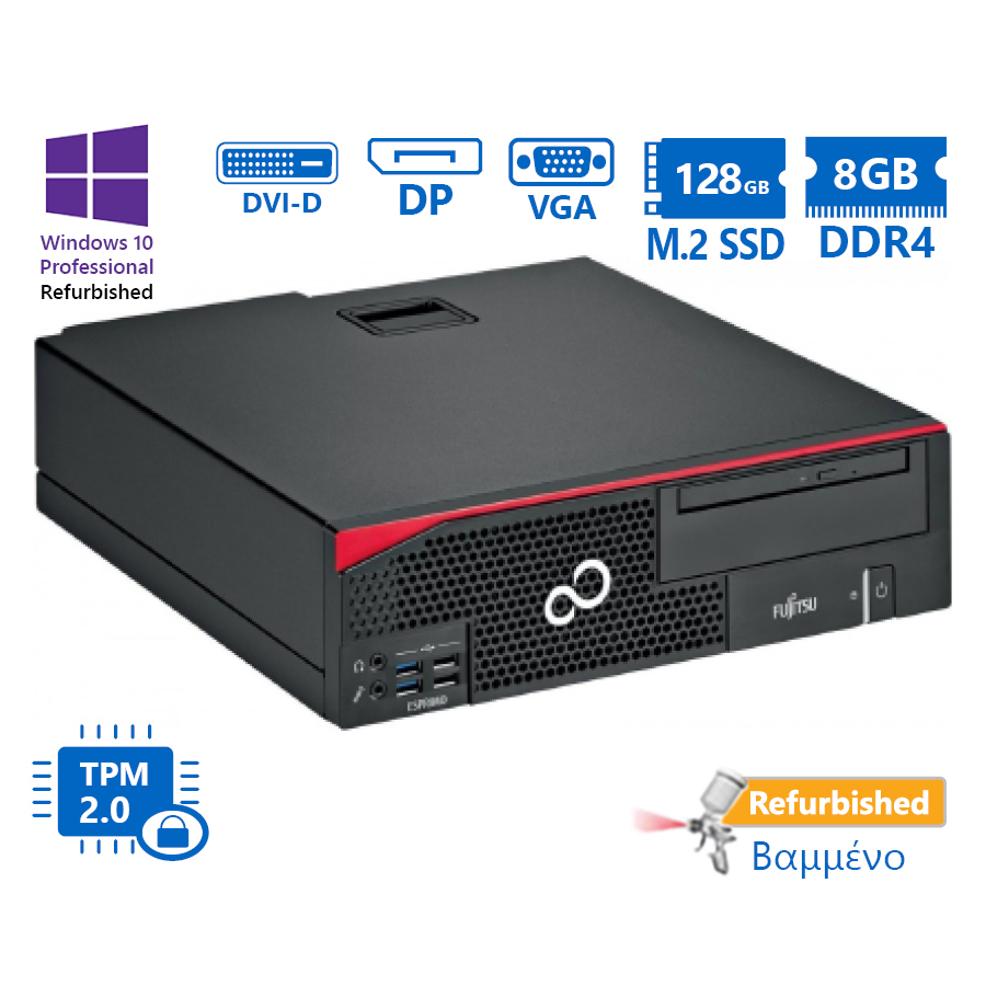 102299_1 Fujitsu D556/2 SFF i5-7400/8GB DDR4/128GB M.2 SSD/DVD/10P Grade A+ Refurbished PC - Image 1