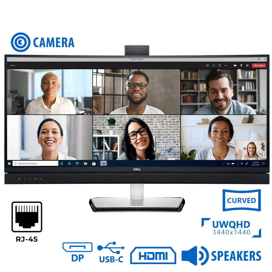 102363_1 Used Monitor C3422WE Curved Video Conferencing/Dell/34``UW-QHD/w/Camera/3440x1440/Black/w/Speakers/D - Image 1