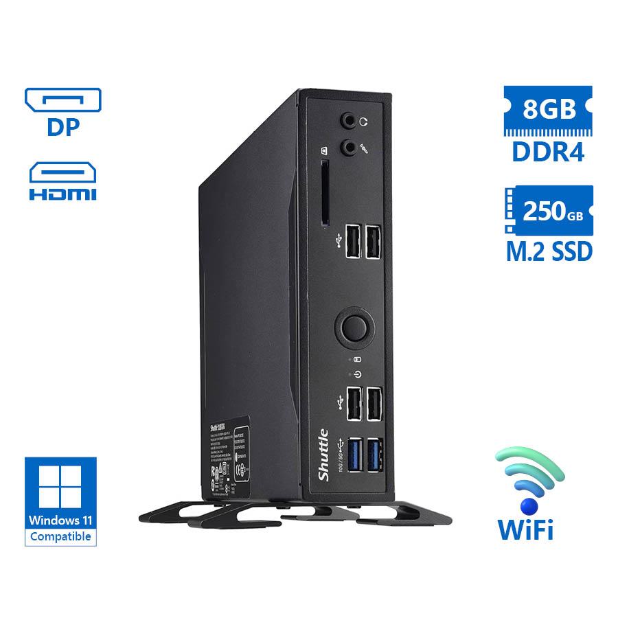 102421_1 Shuttle DS10U Tiny WiFi i5-8265U/8GB DDR4/250GB M.2 SSD/No ODD/Grade A Refurbished PC - Image 1