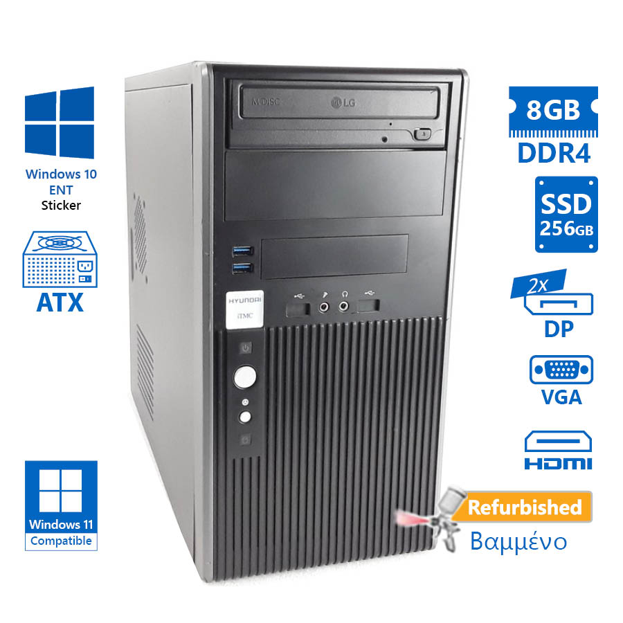 102428_1 Hyundai (A-) Pentino B365 Tower i3-8100/8GB DDR4/256GB SSD/DVD/10ENT Grade A- Refurbished PC - Image 1