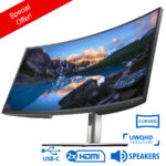 Used Monitor UltraSharp U3421WE Curved/Dell/34”UW-QHD 60Hz/3440x1440/Silver/Black/w/Speakers/DP & 2x