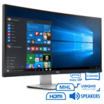 Used Monitor UltraSharp U3415WB Curved/Dell/34”UW-QHD/3440x1440/Black/w/Speakers/DP & Mini DP & HDMI