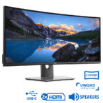 Used Monitor UltraSharp U3419W Curved/Dell/34``UW-QHD/3440x1440/Black/w/Speakers/DP & 2xHDMI & USB T