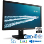 Used (A-) Monitor B276HUL IPS/Acer/27``WQHD/2560x1440/Wide/Black/w/Speakers/No PSU/Grade A-/DP & HDM