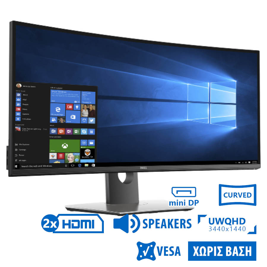 94292_1 Used Monitor UltraSharp U3417W Curved/Dell/34``UW-QHD/3440x1440/Black/w/Speakers/DP & mini DP & 2xHD - Image 1