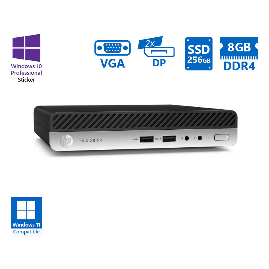 102594_1 HP ProDesk 400G4 DM i5-8500T/8GB DDR4/256GB SSD/No ODD/10P Grade A Refurbished PC - Image 1