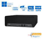 HP EliteDesk 805 G8 SFF AMD Ryzen 5 Pro 5650G/16GB DDR4/512GB M.2 SSD/No ODD/11P Grade A+ Refurbishe