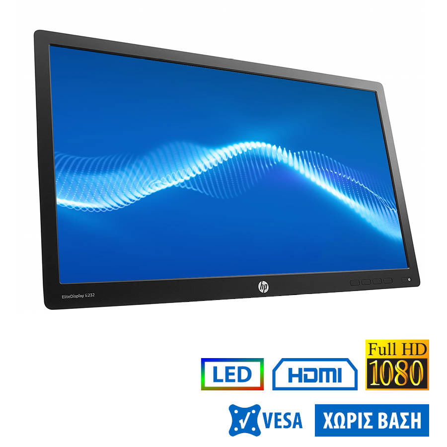 97821_1 Used Monitor E232 LED/HP/23”FHD/1920x1080/Wide/Black/No Stand/D-SUB & DVI-D & DP & HDMI & USB HUB - Image 1