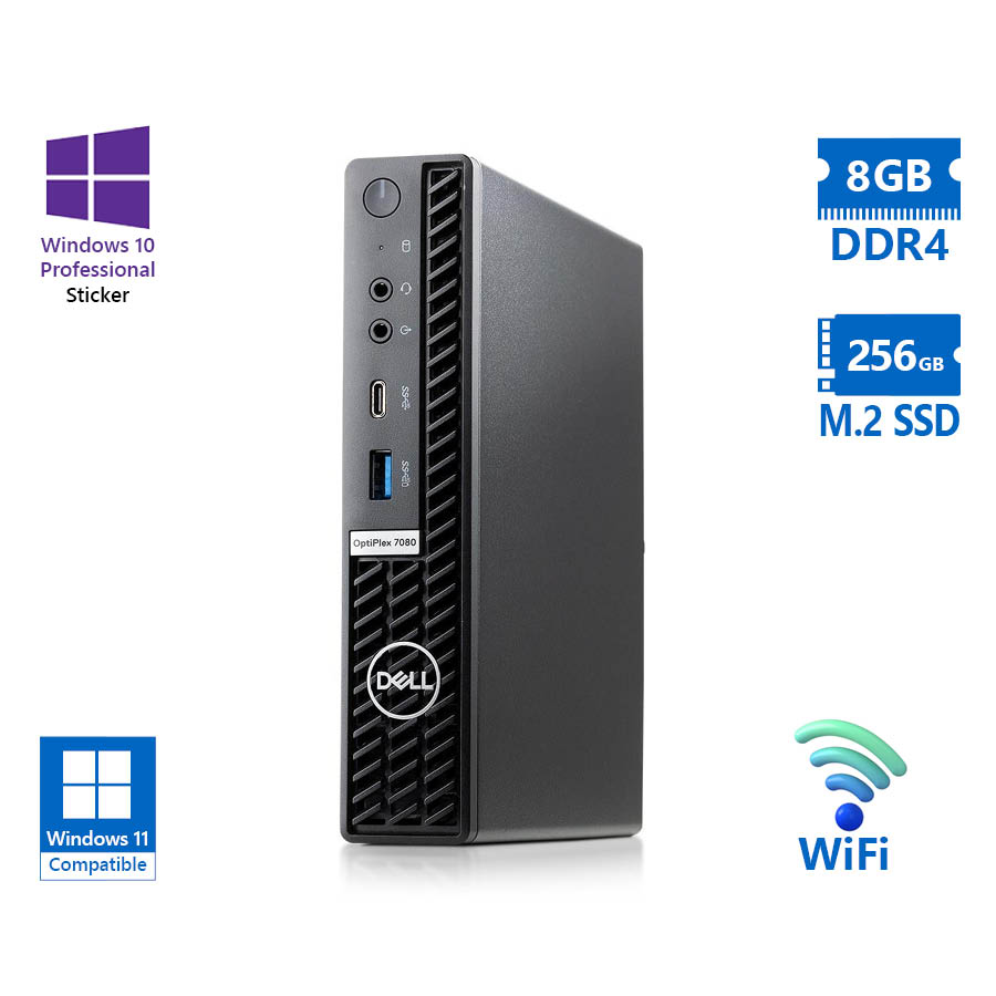 101803_1 Dell (A-) Optiplex 7080 DM WiFi i5-10500T/8GB DDR4/256GB M.2 SSD/No ODD/10P Grade A- Refurbished PC - Image 1