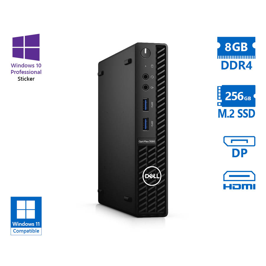 102641_1 Dell Optiplex 3080 DM i3-10100T/8GB DDR4/256GB M.2 SSD/No ODD/10P Grade A Refurbished PC - Image 1