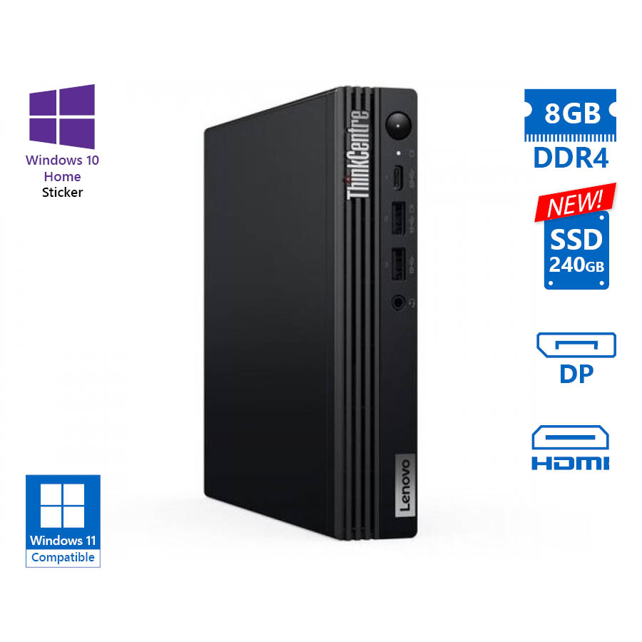 102845-_1 Lenovo ThinkCentre M70q Tiny i5-10400T/8GB DDR4/240GB SSD New/No ODD/10H Grade A Refurbished PC - Image 1