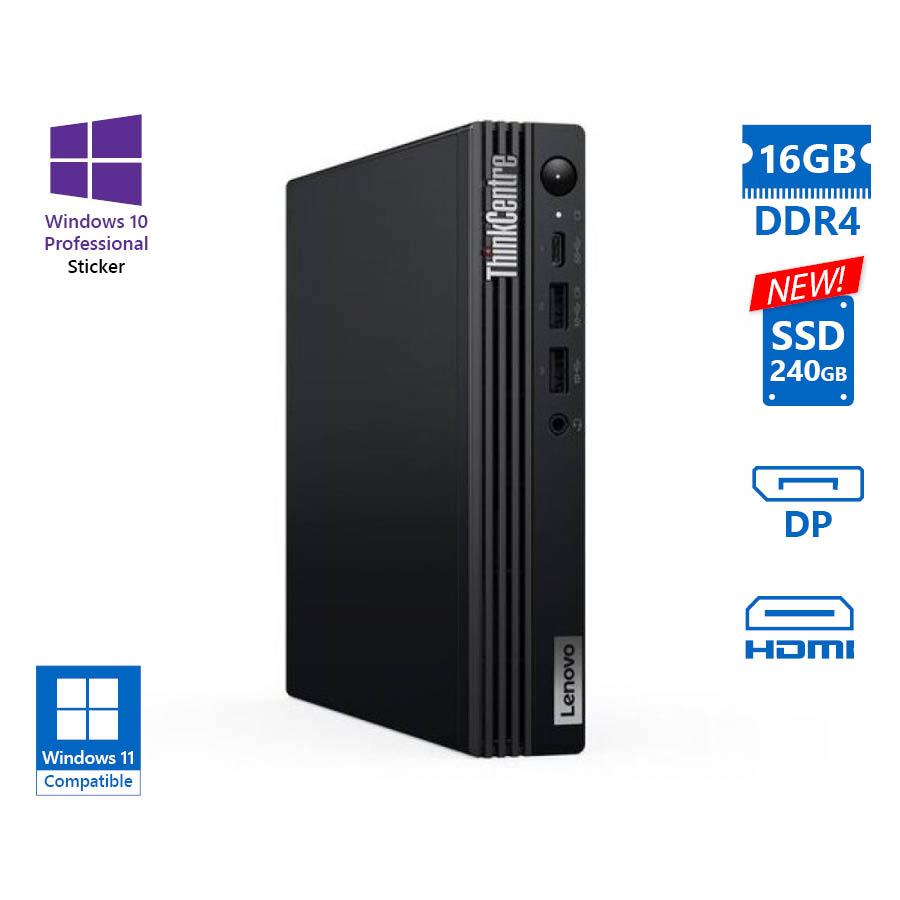 102846_1 Lenovo ThinkCentre M70q Tiny i5-12500T/16GB DDR4/240GB SSD New/No ODD/10P Grade A Refurbished PC - Image 1