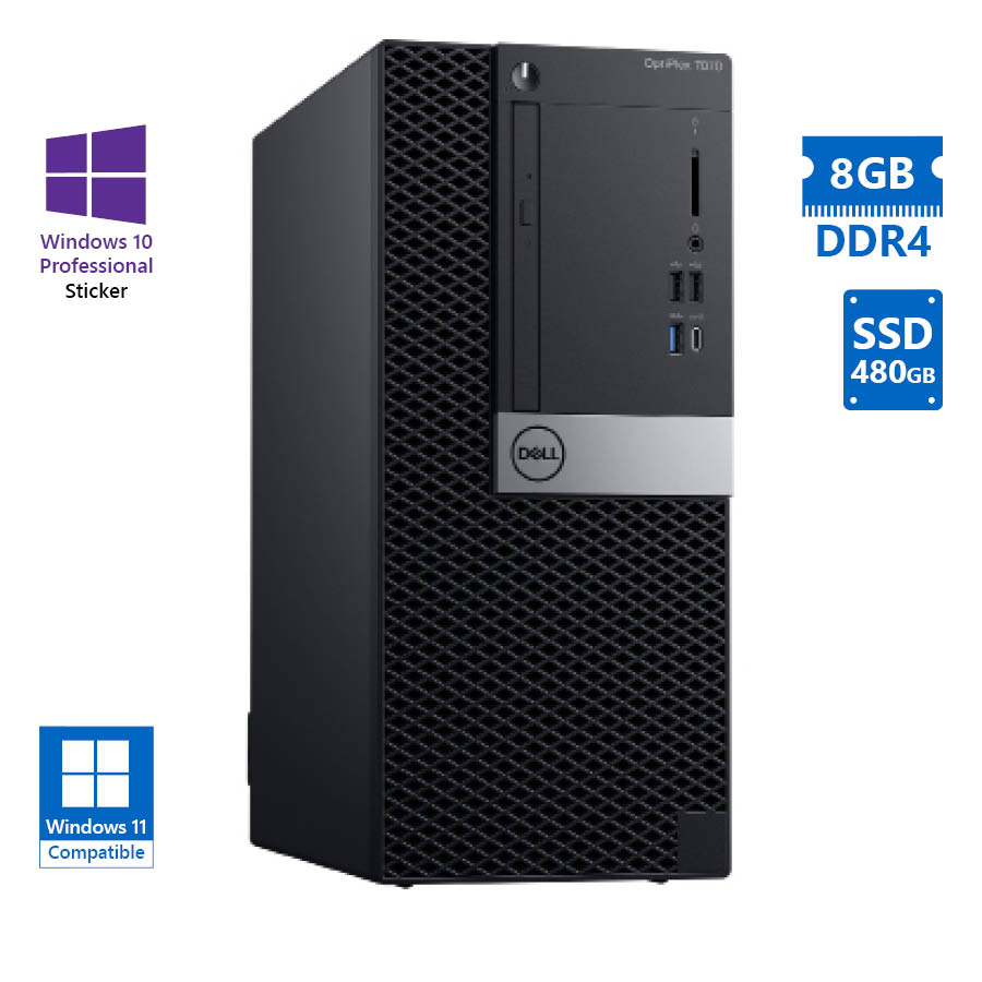102852_1 Dell (A-) 7070 Tower i5-9500/8GB DDR4/480GB SSD/No ODD/10P Grade A- Refurbished PC - Image 1