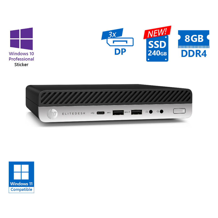 102876_1 HP EliteDesk 705G5 DM WiFi AMD Ryzen 5Pro 3400G/8GB DDR4/240GB SSD New/No ODD/10P Grade A Refurbishe - Image 1