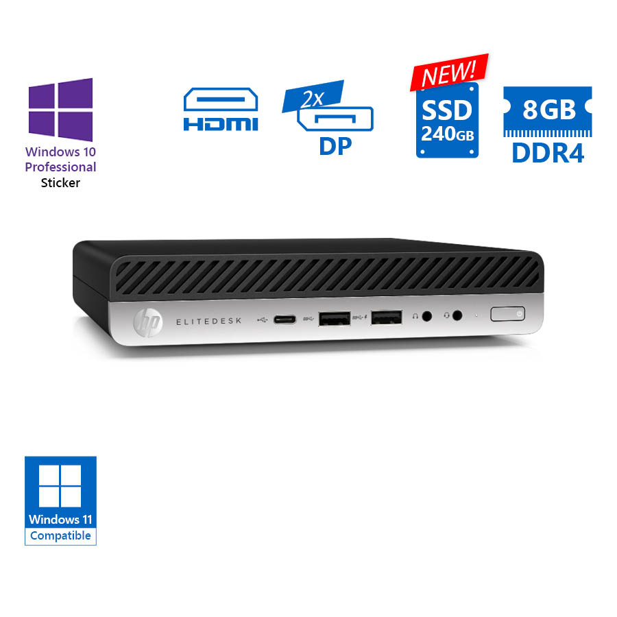 102877_1 HP EliteDesk 800G4 DM i5-8500T/8GB DDR4/240GB SSD New/No ODD/10P Grade A Refurbished PC - Image 1