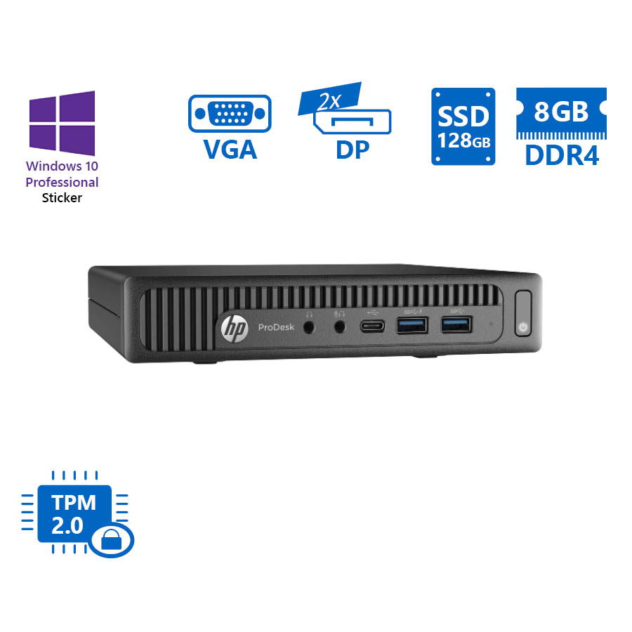 102884_1 HP ProDesk 600G2 DM i3-7300T/8GB DDR4/128GB SSD/No ODD/10P Grade A Refurbished PC - Image 1