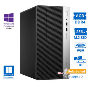 HP 400G5 Tower i7-8700/8GB DDR4/256GB M.2 SSD/DVD/10P Grade A+ Refurbished PC