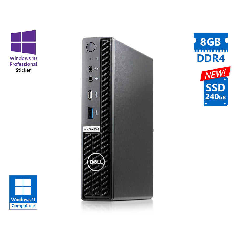 102893_1 Dell Optiplex 7080 DM i3-10100/8GB DDR4/240GB SSD New/No ODD/10P Grade A Refurbished PC - Image 1
