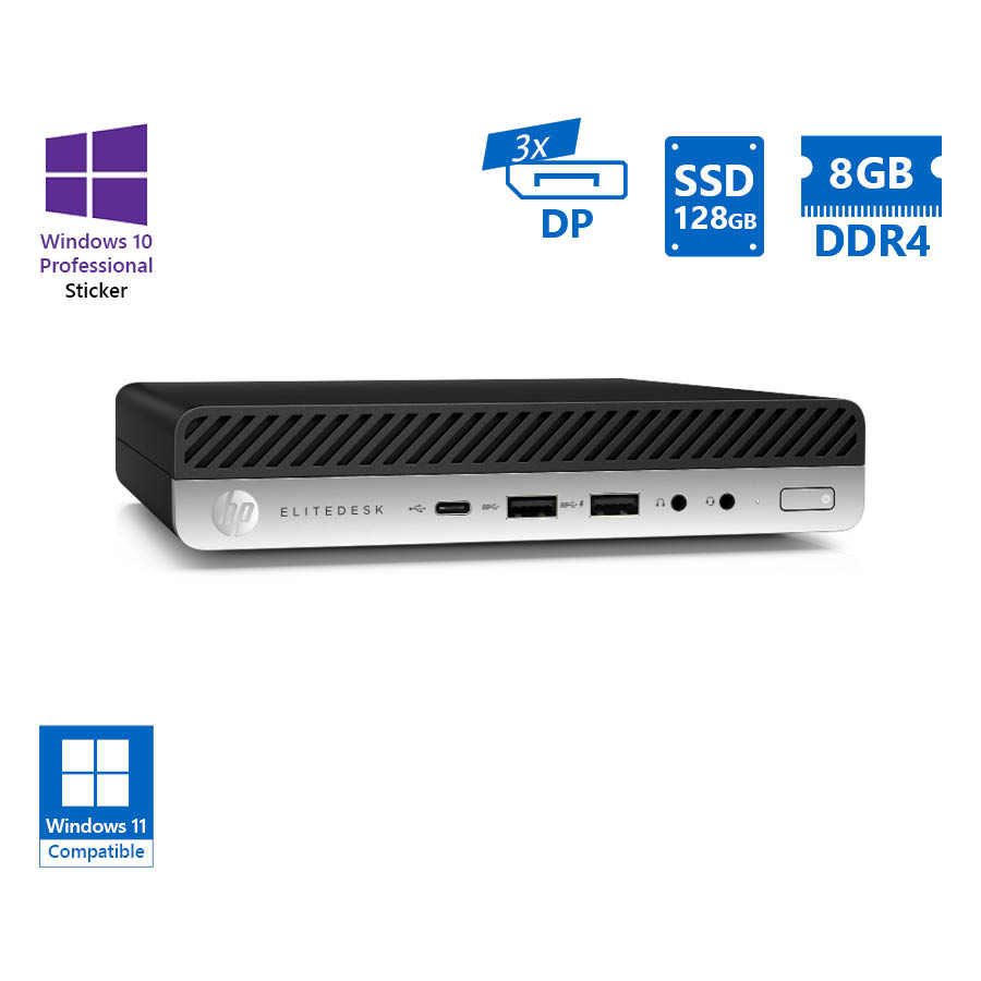 102894_1 HP (A-) EliteDesk 705G5 DM AMD Ryzen 3 Pro 3200G/8GB DDR4/128GB SSD/No ODD/10P Grade A- Refurbished - Image 1