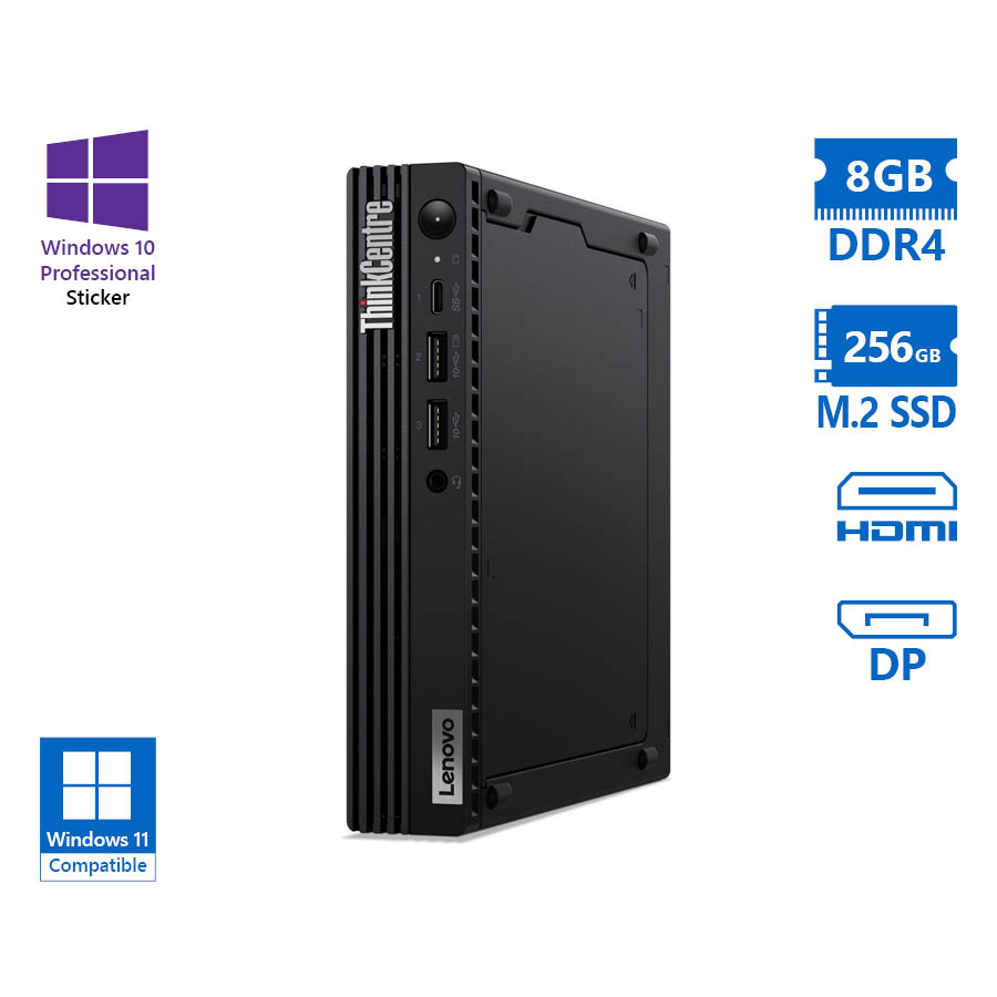 102919_1 Lenovo ThinkCentre M70q Gen3 Tiny i5-12400T/8GB DDR4/256GB M.2 SSD/No ODD/10P Grade A Refurbished PC - Image 1